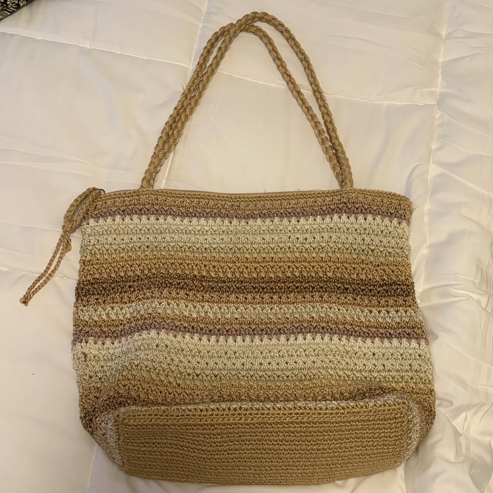 The Sak Crocheted Handbag, Large, Shades Of Tan/Brown